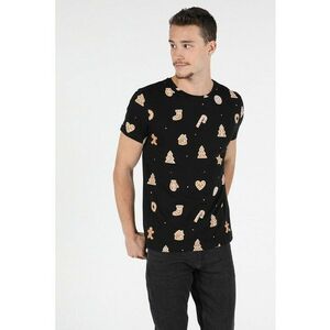 Tricou cu decolteu la baza gatului si imprimeu grafic imagine
