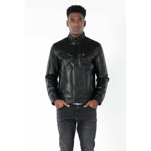 Jacheta slim fit de piele ecologica imagine