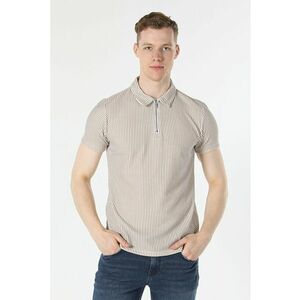 Tricou polo cu dungi si fermoar scurt imagine