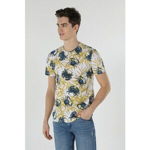 Tricou de bumbac cu decolteu la baza gatului si imprimeu imagine