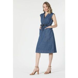 Rochie evazata de denim cu guler ascutit imagine