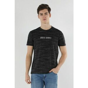 Tricou cu decolteu la baza gatului si imprimeu text imagine
