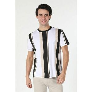 Tricou cu decolteu la baza gatului si model in dungi imagine