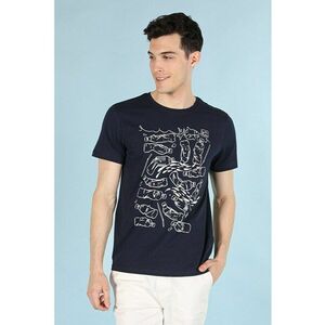 Tricou Cu Maneca Scurta De Barbati Albastru Marin Regular Fit 46455 imagine