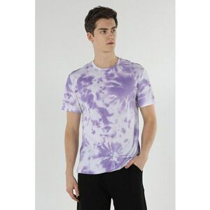 Tricou cu decolteu la baza gatului si model tie-dye imagine