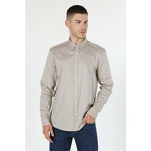 Camasa Cu Maneca Lunga De Barbati Ecru Slim Fit imagine
