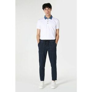 Pantaloni din denim cu snur in talie imagine