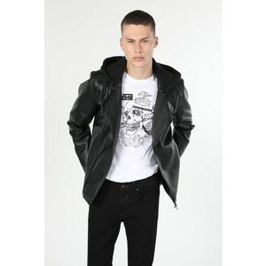Jacheta biker slim fit de piele ecologica imagine