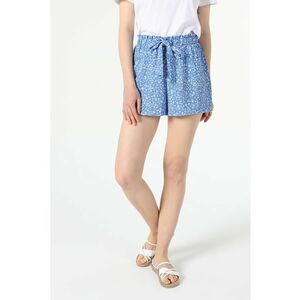 Pantaloni scurti cu imprimeu floral si snur de ajustare in talie imagine