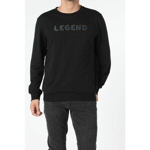 Bluza sport cu decolteu la baza gatului si imprimeu text - Negru - imagine