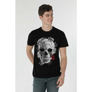 Tricou Cu Maneca Scurta De Barbati- Negru Regular Fit imagine