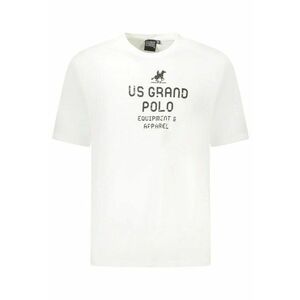 U.S. Grand POLO Tricou barbati cu imprimeu din bumbac - regular fit - alb - imagine