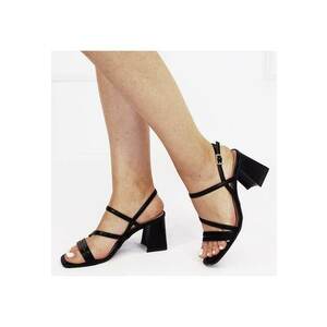 Sandale negre elegante cu toc masiv 3261 M12 17477 imagine
