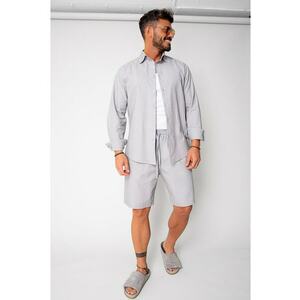 Set Lino 100% In camasa si pantalon scurt Grey 16938 imagine