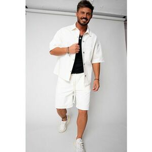 Set camasa si pantalon scurt din denim White 17001 imagine