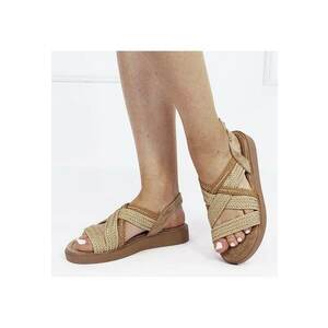 Sandale bej cu platforma si model impletit 1872 M12 17567 imagine