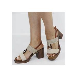 Sandale bej cu toc gros KA-73 M12 17598 imagine