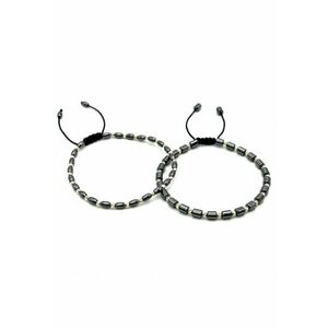 Set doua Bratari cu bile din AUR 14K si Hematit - reglabile - barbat imagine