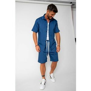 Set camasa si pantalon scurt din denim Premium Edition Blue 16960 imagine