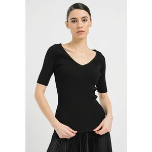 Bluza striata cu maneci scurte si decolteu in V Faradisco imagine