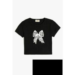 Tricou de bumbac cu imprimeu cu funda imagine