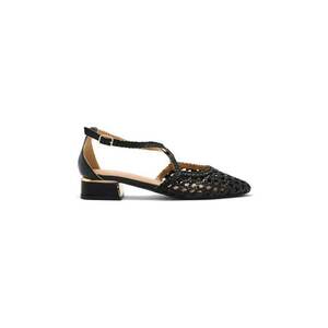 Pantofi din piele cu varf ascutit si model impletit imagine