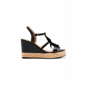 Sandale wedge de piele cu franjuri imagine