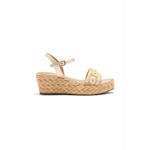 Sandale impletite cu garnituri din piele si talpa wedge imagine