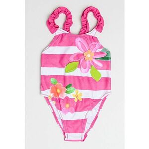 Costum de baie intreg cu dungi si model floral imagine
