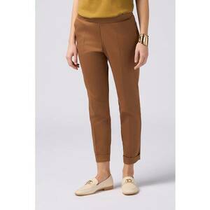 Pantaloni crop cu croiala conica si terminatii rulate imagine