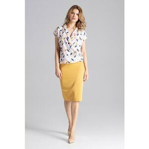 Fusta creion midi galbena - eleganta - poliester imagine