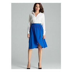 Fusta midi - albastra - talie plisata - fermoar lateral - cureaua cu catarama aurie imagine