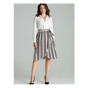 Fusta midi dungi - pliuri - fermoar lateral - multicolor - poliester imagine