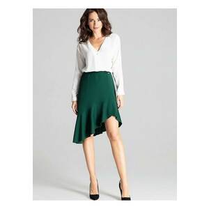 Fusta midi asimetrica verde - elastan 5% - poliester 95% imagine