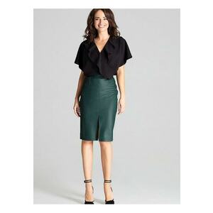 Fusta creion - midi - verde - piele ecologica - imagine
