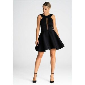 Rochie evazata - fara umeri - neagra - din poliester imagine