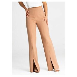 Pantaloni dama M955 - eleganti - cu talie inalta - plisati - maro - poliester - viscoza - elastan imagine