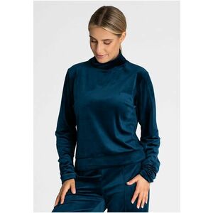 Hanorac de dama M967 - catifea - bleumarin - guler inalt - maneci lungi imagine