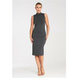 Rochie mulata - cu guler - gri - viscoza imagine