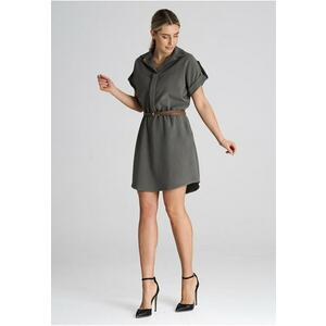 Rochie eleganta M1001 - midi - cu curea - verde - poliester - viscoza - elastan imagine