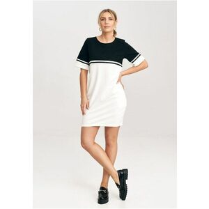 Rochie hanorac - bumbac - ecru-negru imagine