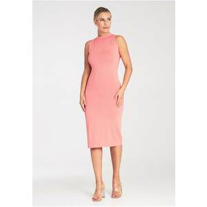 Rochie mulata - cu guler - coral - viscoza imagine