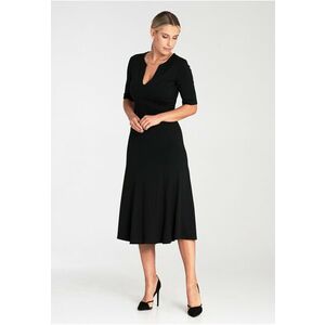 Rochie eleganta M1033 - neagra - din amestec de viscoza - poliester si elastan imagine