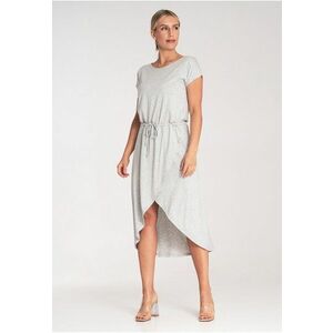 Rochie midi asimetrica - gri - viscoza imagine