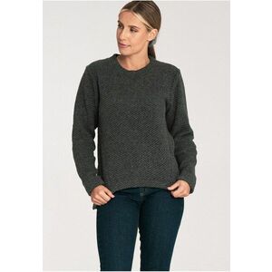 Pulover de lana pentru femei M1044 - asimetric - gri inchis - confortabil - minimalist imagine