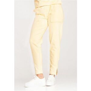 Pantaloni dama galben - bumbac/elastan - talie elastica - cu buzunare - imagine