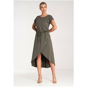 Rochie midi M1041 - asimetrica - verde - viscoza imagine
