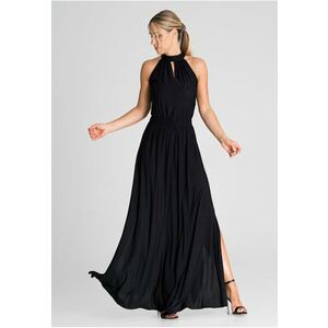 Rochie maxi eleganta neagra - fara maneci - poliester - imagine
