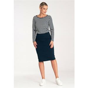 Rochie M1057 - bleumarin - bicolor - elastic - din bumbac imagine