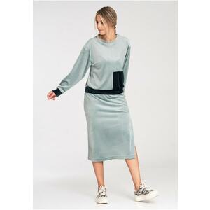 Set trening din catifea M1036 - fusta - verde - poliester 95% - elastan 5% imagine